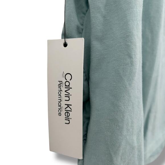 NEW Calvin Klein Ruched Logo Crewneck tank top size medium blue sea teal active - Picture 9 of 11